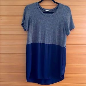 Lush Flowy Striped Blue Top Small